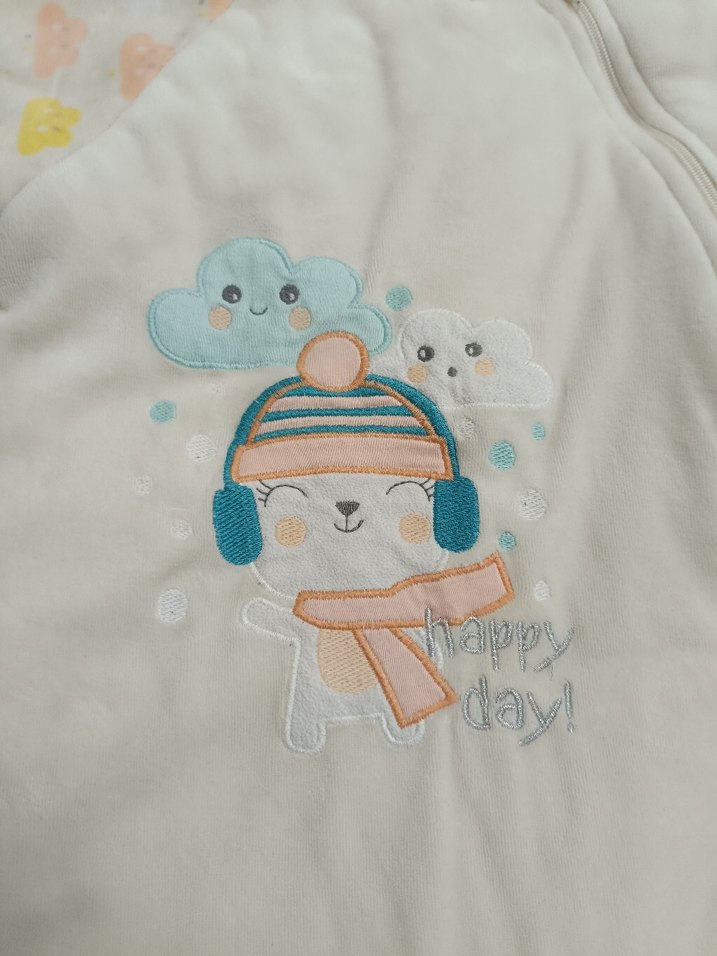Nakışlı Beyaz Bebek Uyku Tulumu - Görsel 3