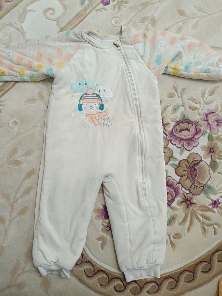 Nakışlı Beyaz Bebek Uyku Tulumu - Görsel 2