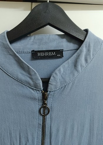 Uzun Kollu Fermuarlı Denim Tunik - Görsel 3