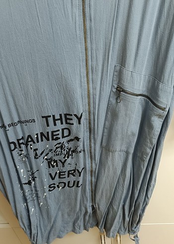 Uzun Kollu Fermuarlı Denim Tunik - Görsel 4