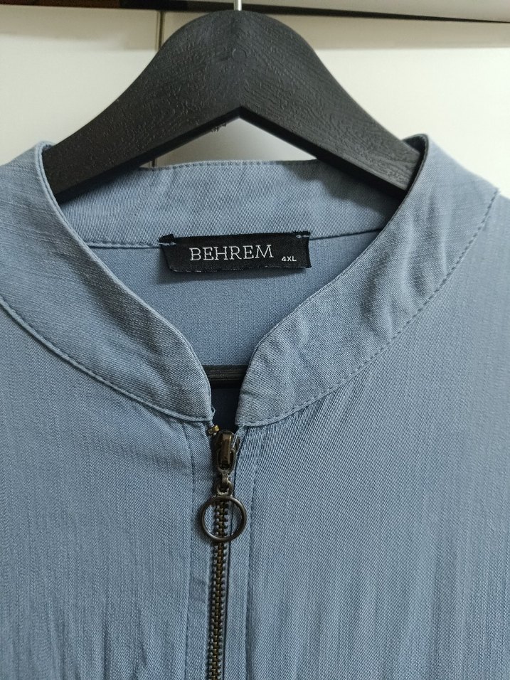 Uzun Kollu Fermuarlı Denim Tunik - Görsel 3