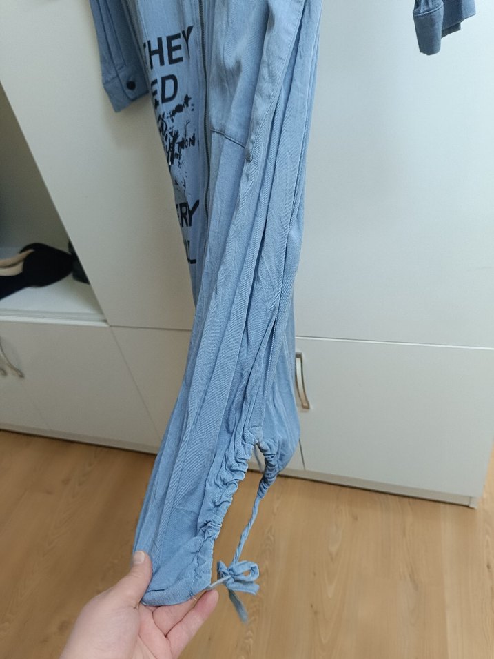 Uzun Kollu Fermuarlı Denim Tunik - Görsel 2