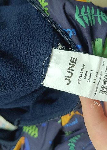 Erkek Çocuk Dinozor Baskılı Kapüşonlu Mont - Görsel 4