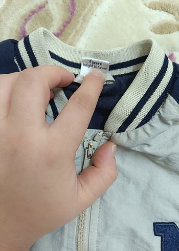 Gri ve Lacivert Erkek Çocuk Fermuarlı Ceket - Görsel 2