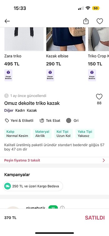 diğer Beden gri Renk Kazak