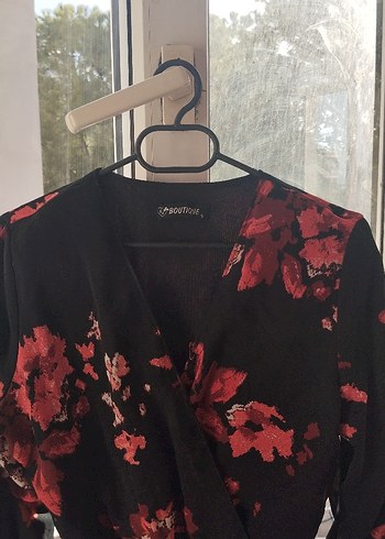 Bordo Çiçekli Uzun Kollu Bohem Kadın Elbise - Görsel 4