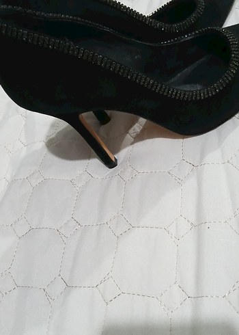 Siyah Süet taşli Stiletto - Görsel 2