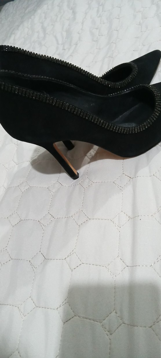 Siyah Süet taşli  Stiletto - Görsel 2