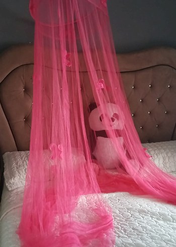 Pastel Pembe Gotik Tül Perde cibinlik - Görsel 2