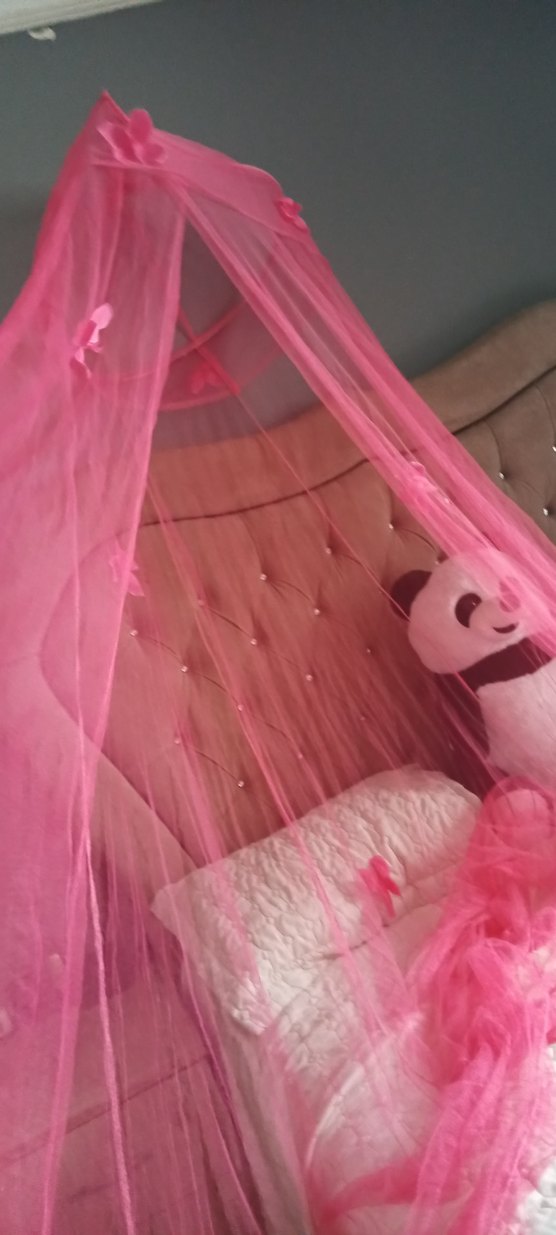 Pastel Pembe Gotik Tül Perde cibinlik - Görsel 5