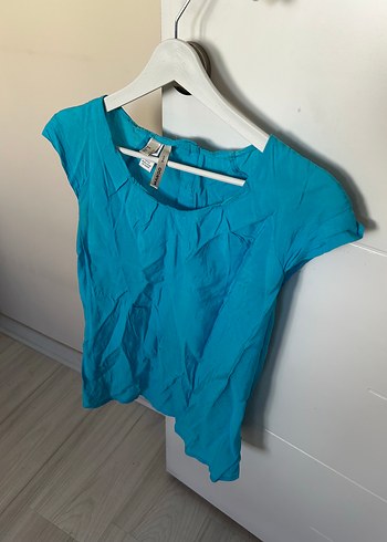 Mango Turkuaz Kısa Kollu Bluz