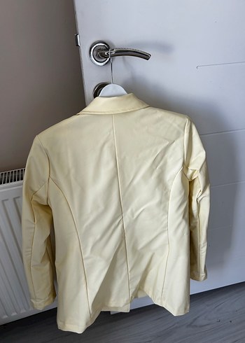 38 Beden Sarı Deri Kadın Blazer Ceket