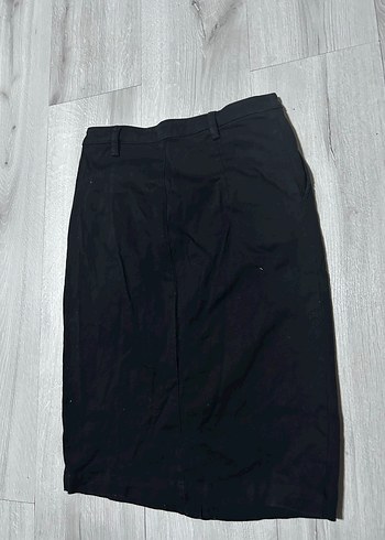 Koton Düğmeli Siyah Midi jean Etek