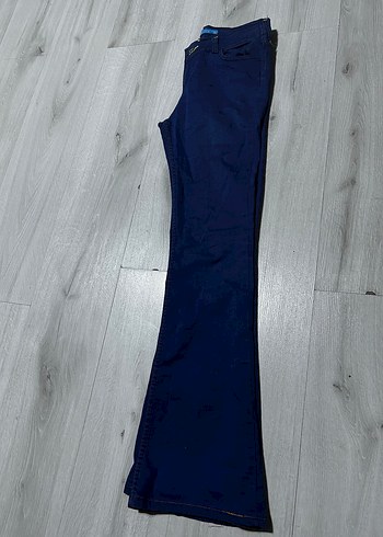 Vintage Love Kadın Mavi düşük bel İspanyol paça Denim Pantolon