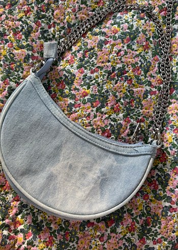BERSHKA Zincir Detaylı Pastel Mavi Denim Kadın Çanta - Görsel 3