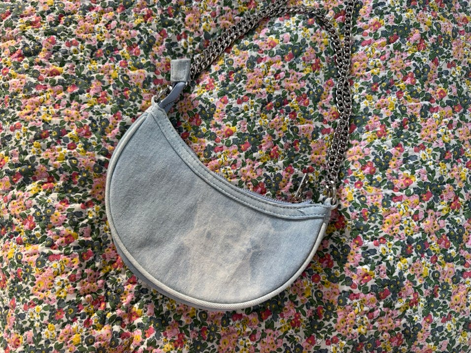 BERSHKA Zincir Detaylı Pastel Mavi Denim Kadın Çanta - Görsel 3