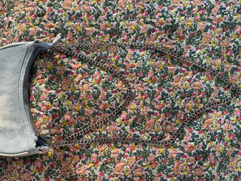 BERSHKA Zincir Detaylı Pastel Mavi Denim Kadın Çanta - Görsel 4