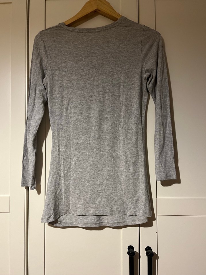 Gri Uzun Kollu Hamile Tişörtü - Görsel 2