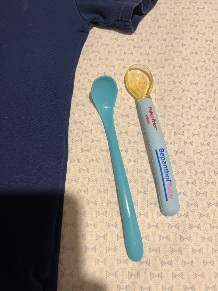 Lacivert Kısa Kollu Bebek Body ve mama kaşığı - Görsel 2