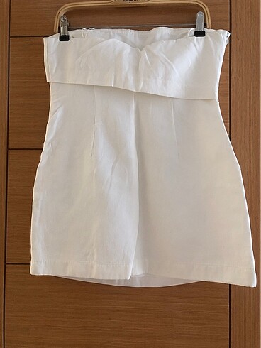 Zara Zara Beyaz Straplez Elbise