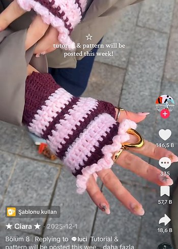 Bordo ve Pembe Örgü Bohem Kadın Eldiveni - Görsel 2