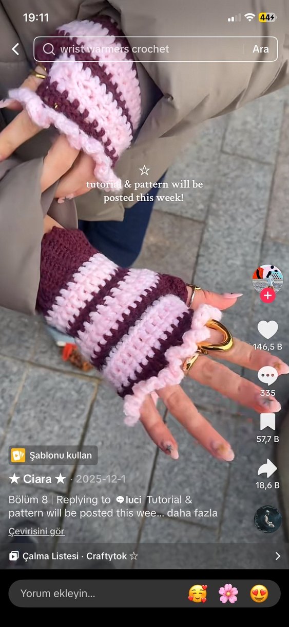 Bordo ve Pembe Örgü Bohem Kadın Eldiveni - Görsel 2