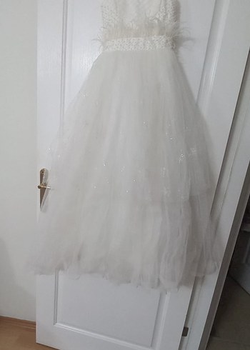 Beyaz Straplez Prenses Gelinlik - Görsel 2