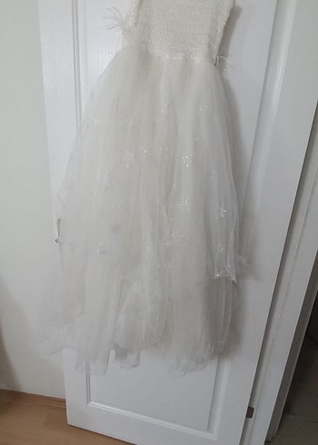 Beyaz Straplez Prenses Gelinlik - Görsel 5