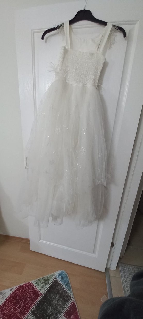 Beyaz Straplez Prenses Gelinlik - Görsel 5