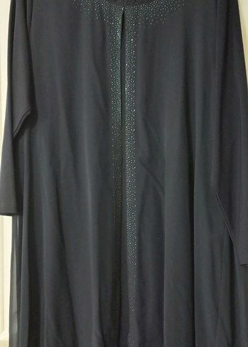 Linen Kumaşlı Lacivert Uzun Salaş Elbise - Görsel 4