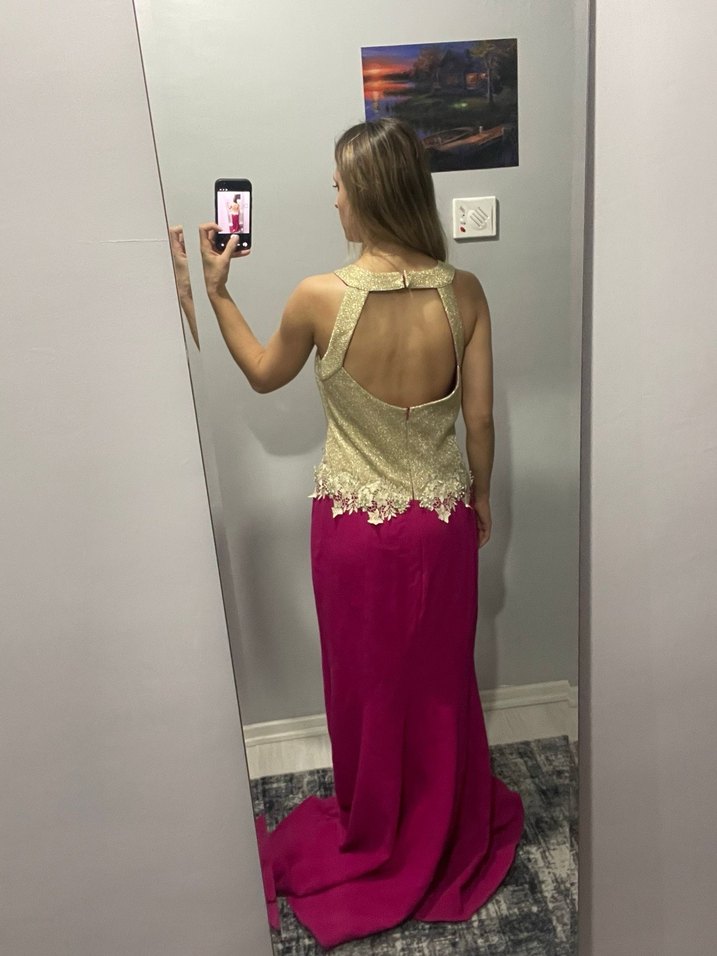 Dantel Detaylı Uzun Pembe Abiye Elbise - Görsel 2