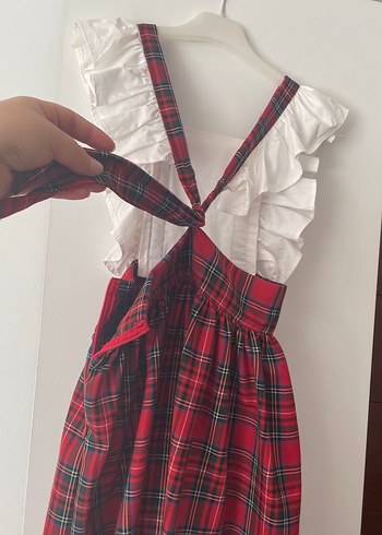 Kız Çocuk Ekose Desenli Fırfırlı Elbise - Görsel 5