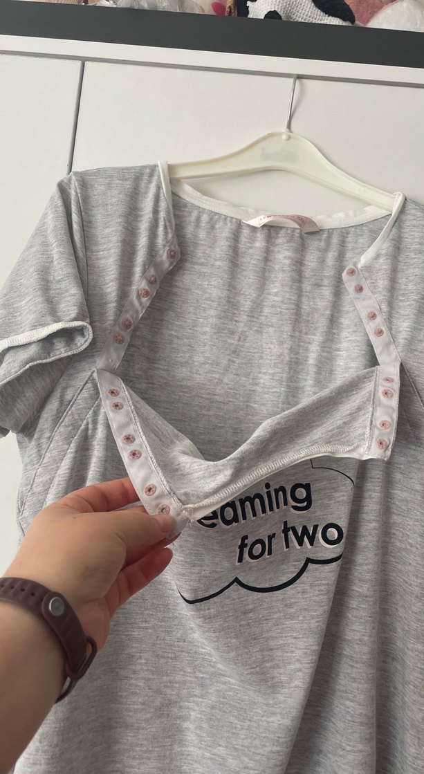 Gri Hamile ve Emzirme Gecelik - Görsel 5