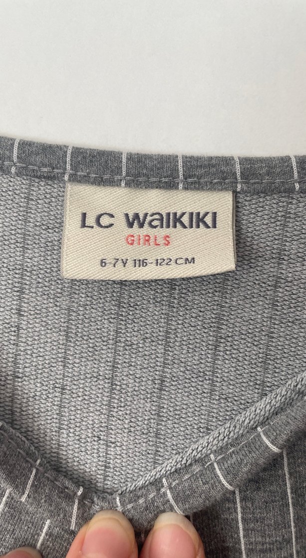 Kız Çocuk Gri Nakışlı Askılı Elbise - Görsel 2