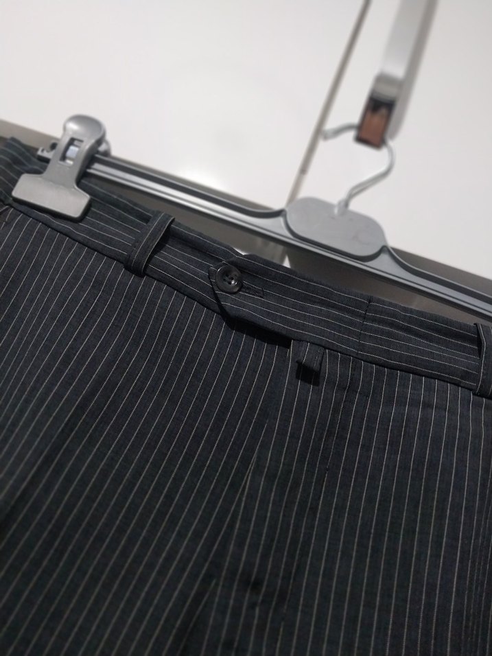 Gri Çizgili Pilili Midi Kumaş Erkek Pantolon - Görsel 3