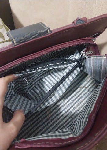 Bordo Yılan Desenli Deri Kadın Çanta - Görsel 5