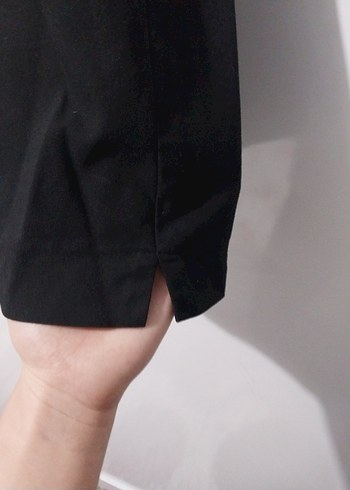 Siyah Mini Keten Kadın Kapri Pantolon - Görsel 3