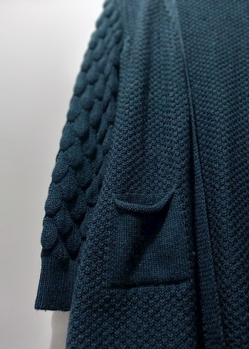 Örgü Desenli Lacivert Kadın Hırka - Görsel 3