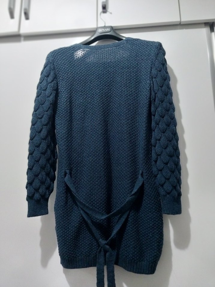 Örgü Desenli Lacivert Kadın Hırka - Görsel 2