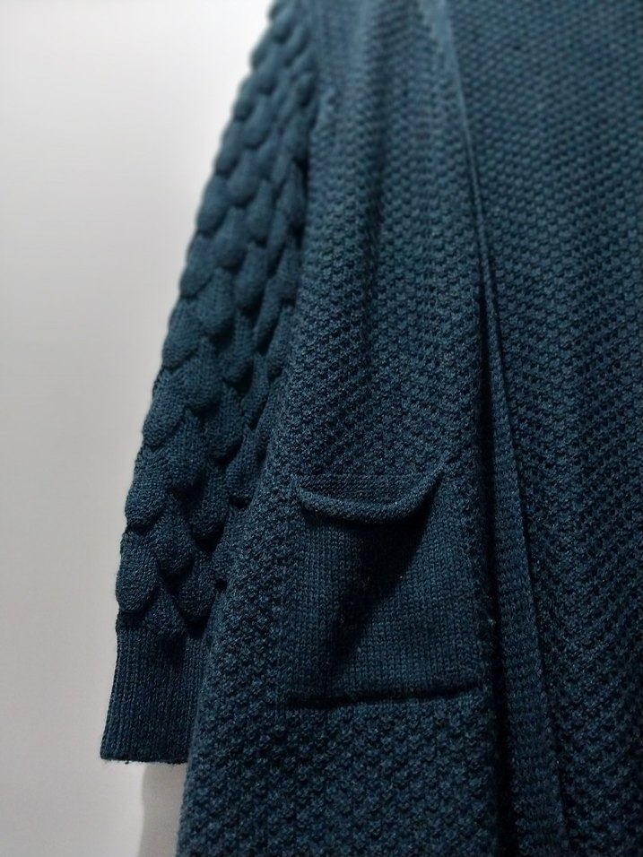 Örgü Desenli Lacivert Kadın Hırka - Görsel 3