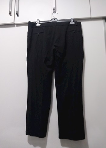 Düğmeli Siyah Kadın Kumaş Pantolon - Görsel 3