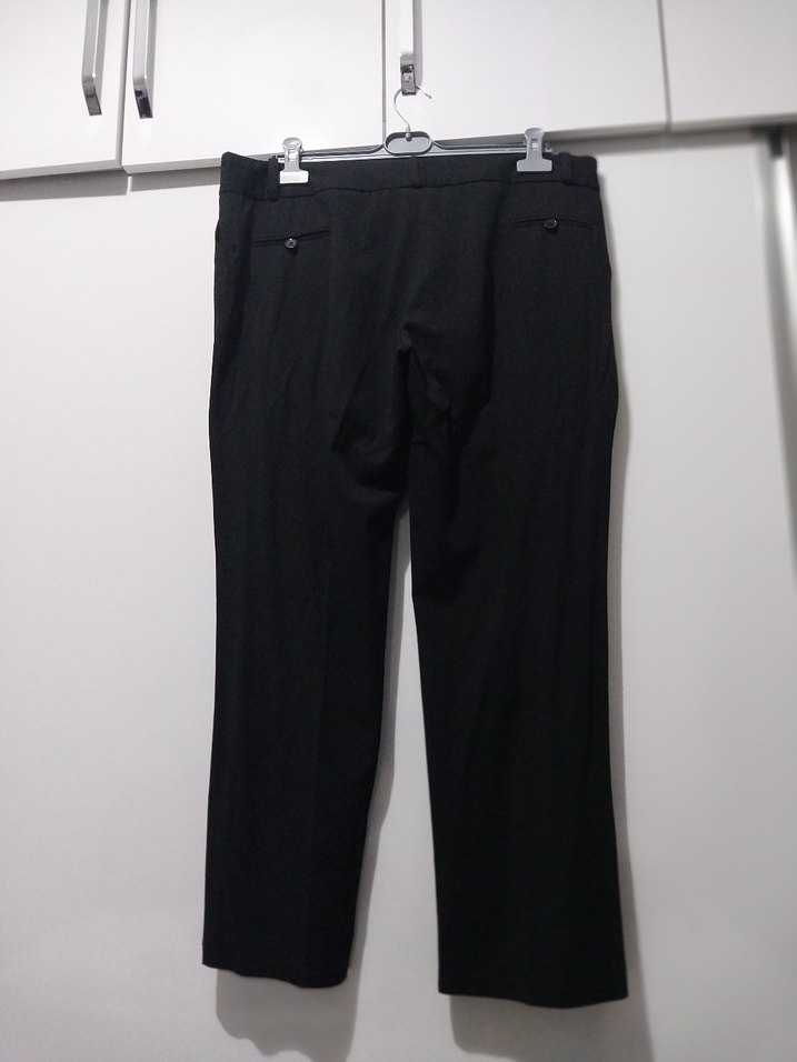 Düğmeli Siyah Kadın Kumaş Pantolon - Görsel 3