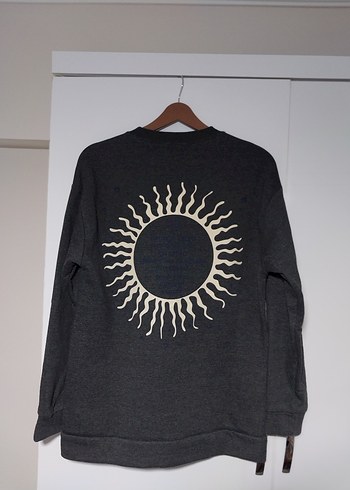 Gri Uzun Kollu Baskılı Sweatshirt - Görsel 3