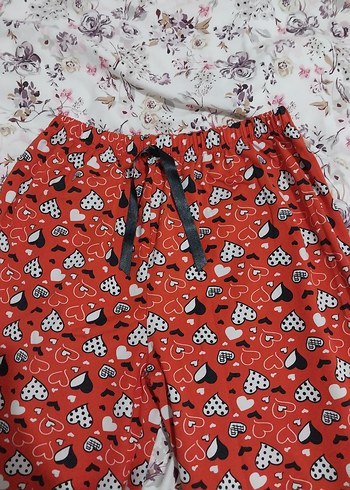 Renkli Kalp Desenli Rahat Kadın Pijama Altı - Görsel 2