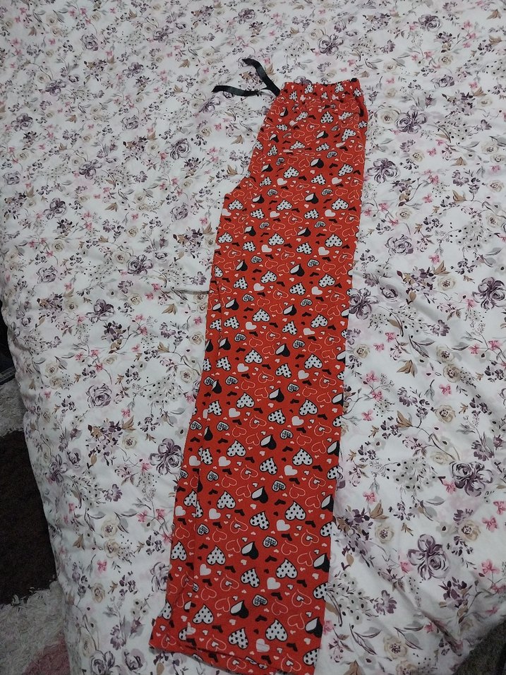 Renkli Kalp Desenli Rahat Kadın Pijama Altı - Görsel 3