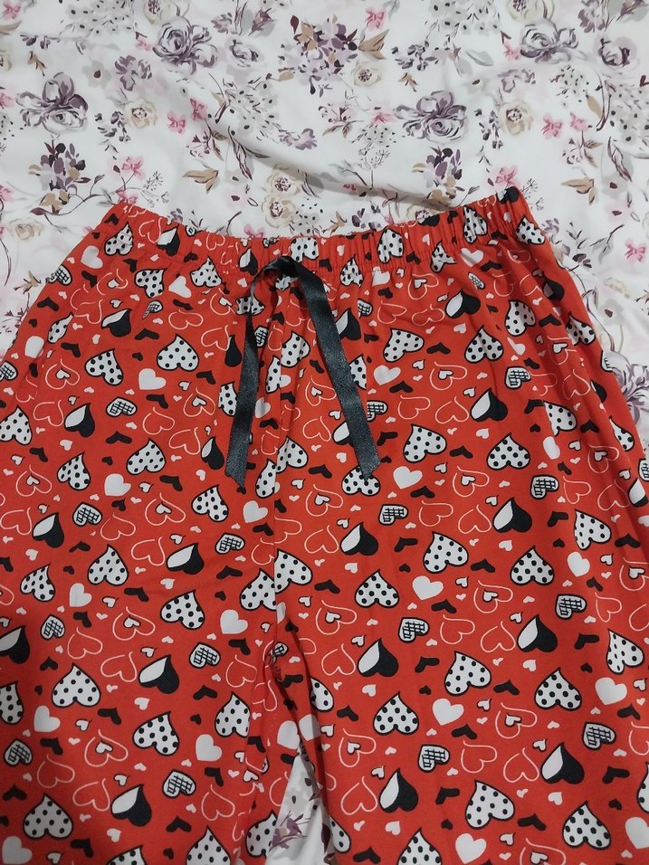 Renkli Kalp Desenli Rahat Kadın Pijama Altı - Görsel 2