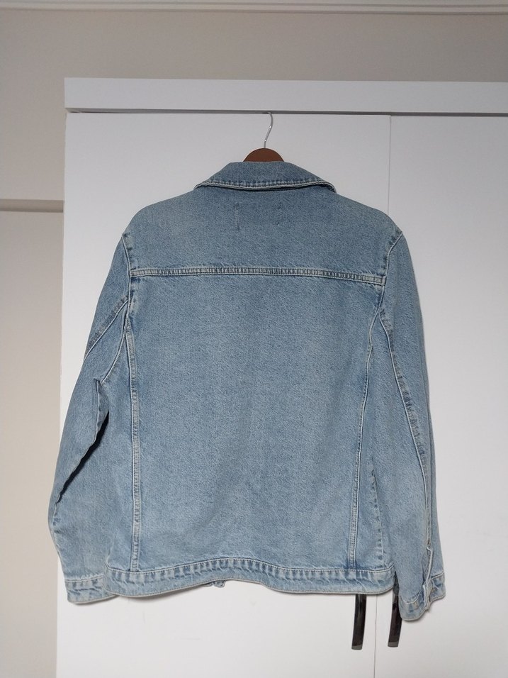 Düğmeli Mavi Kadın Denim Ceket - Görsel 4