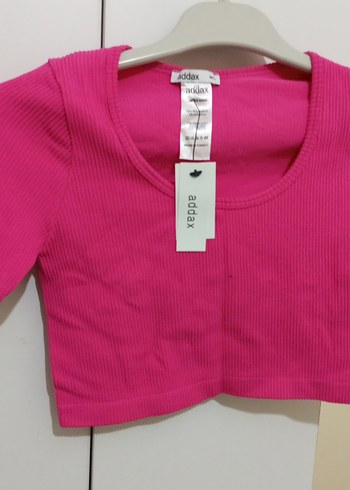 Addax Pembe Kısa Kollu Crop Top