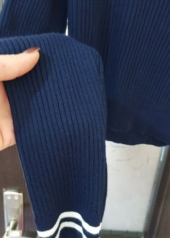 s Beden Lacivert Triko Polo Yaka Kadın Kazak