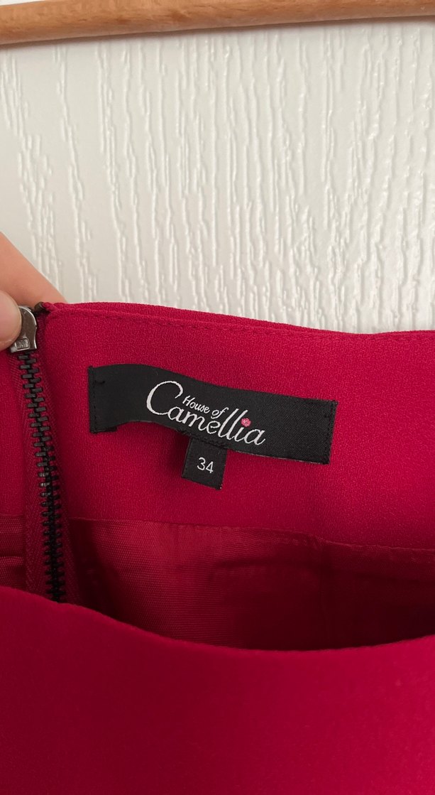 House of Camella marka Pembe Midi Etek - Görsel 3